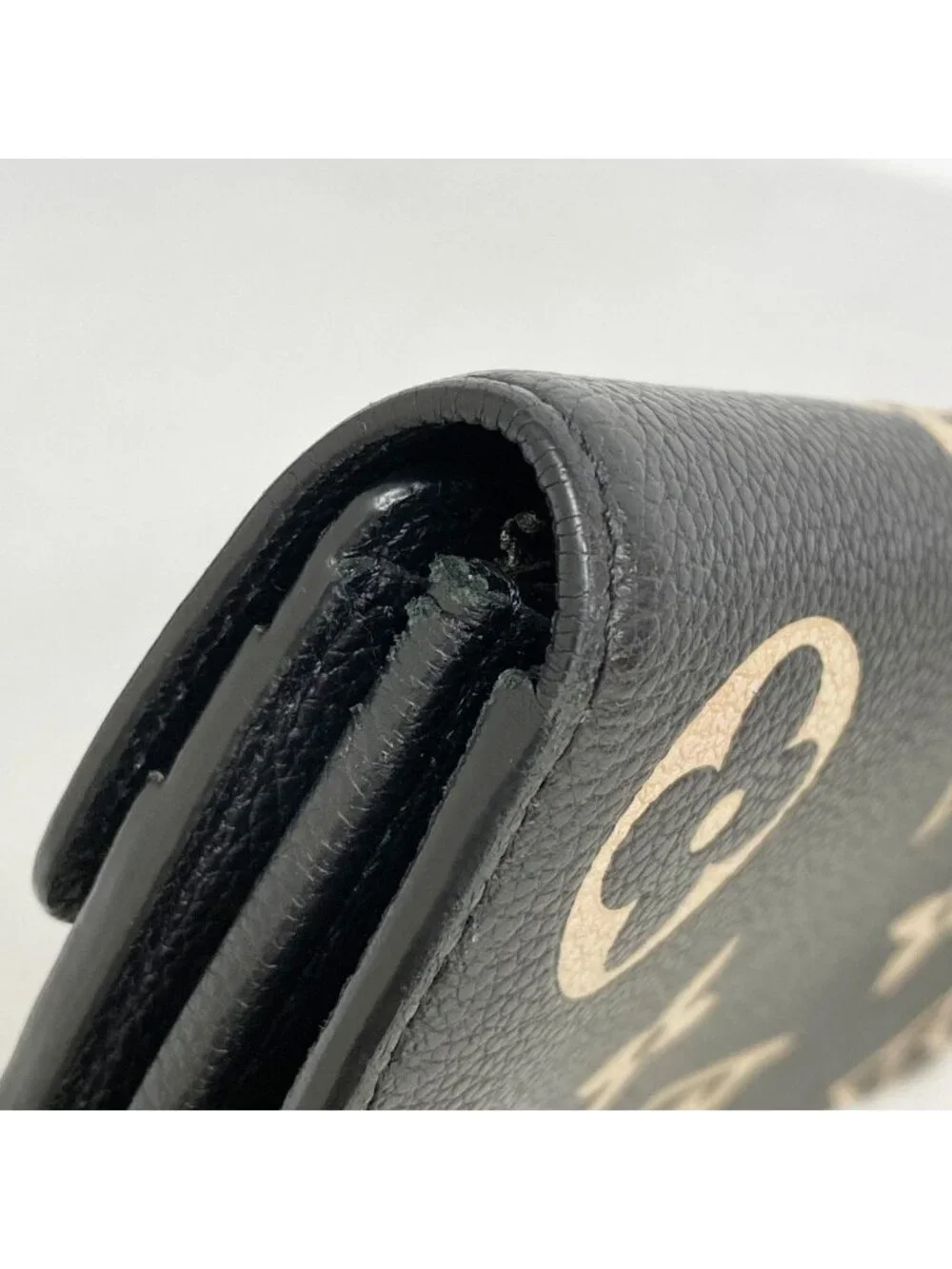 Louis Vuitton Wallet Monogram Empreinte Bicolor Portefeuille Sarah Black Beige